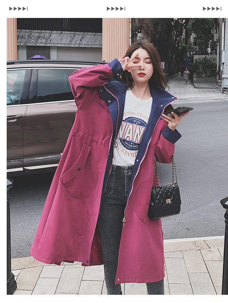 Женский плащ с капюшоном длинным рукавом на осень/зиму | Женская одежда