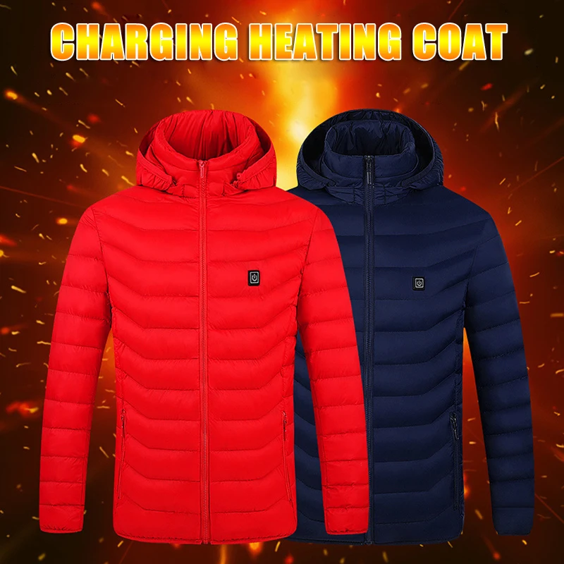 

Men Electric Heated Jackets Down Cotton Outdoor Coat USB Electric Heating Hooded Winter Warm Jackets Winter &T8