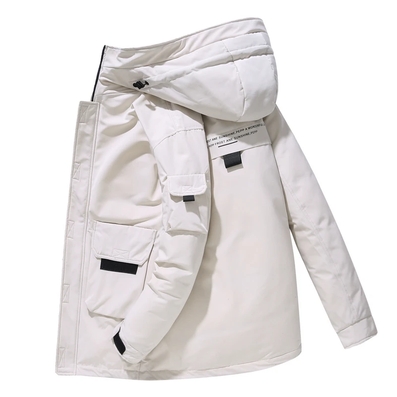 Mew Winter High Quality Mens Thick Hooded Duck Down Jacket Autumn Casual Loose Warm Down Parkas Coat Outwear Solid Tops Clothing
