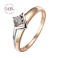 skm vintage rings for women 14k 585 rose gold sparkling brand designer diamond ring for women anniversary trendy fine jewelry