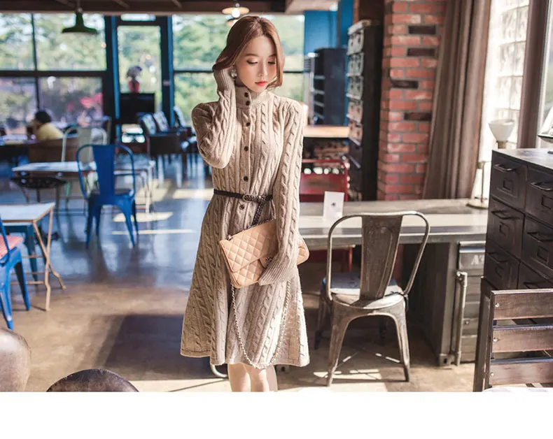 Пончо кардиган Feminino Ohclothing южнокорейское женское новое зимнее пальто твист Кардиган вязаный свитер платья утолщенные в