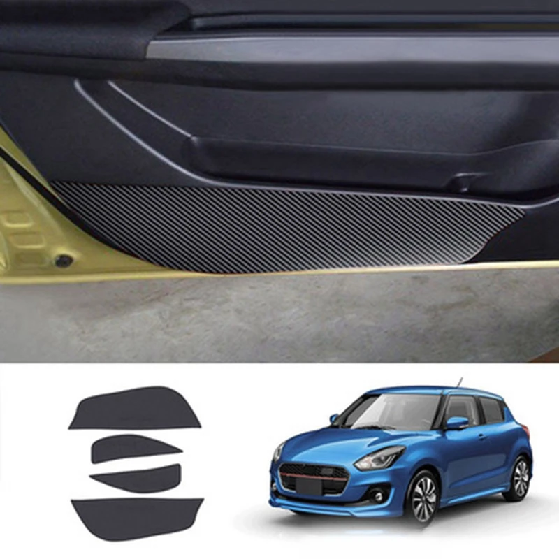 

4Pcs Car Carbon Fiber Door Anti-Kick Pad Side Edge Protection Mat Cover for Suzuki Swift 2017+