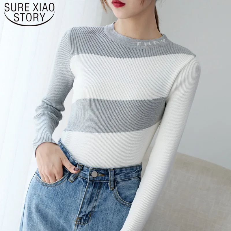 Пуловер женский с круглым вырезом Осень-зима 2019 50 | Женская одежда