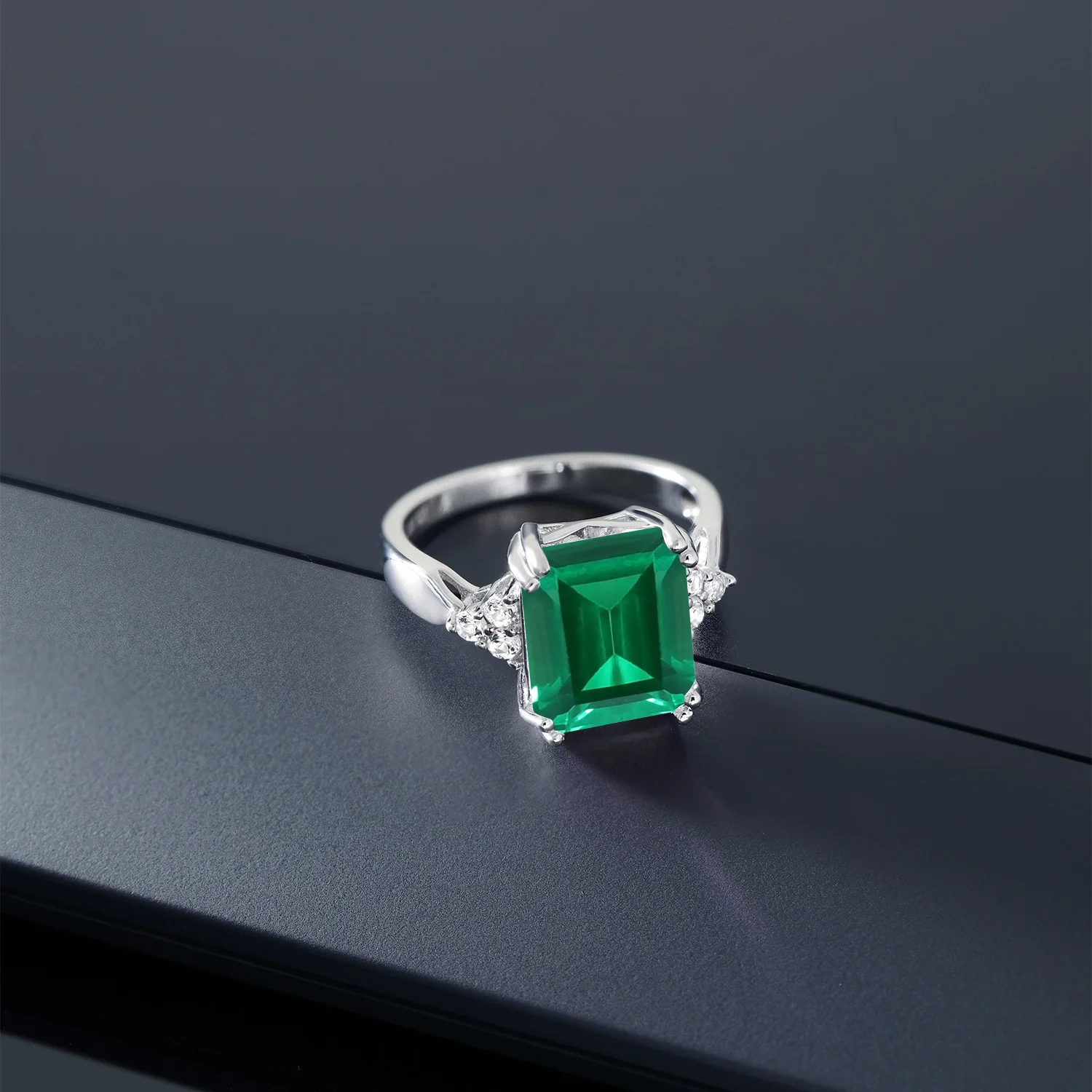 GemStoneKing 5 66 Ct Изумруд зеленый имитация изумруда 925 пробы серебряные коктейльные