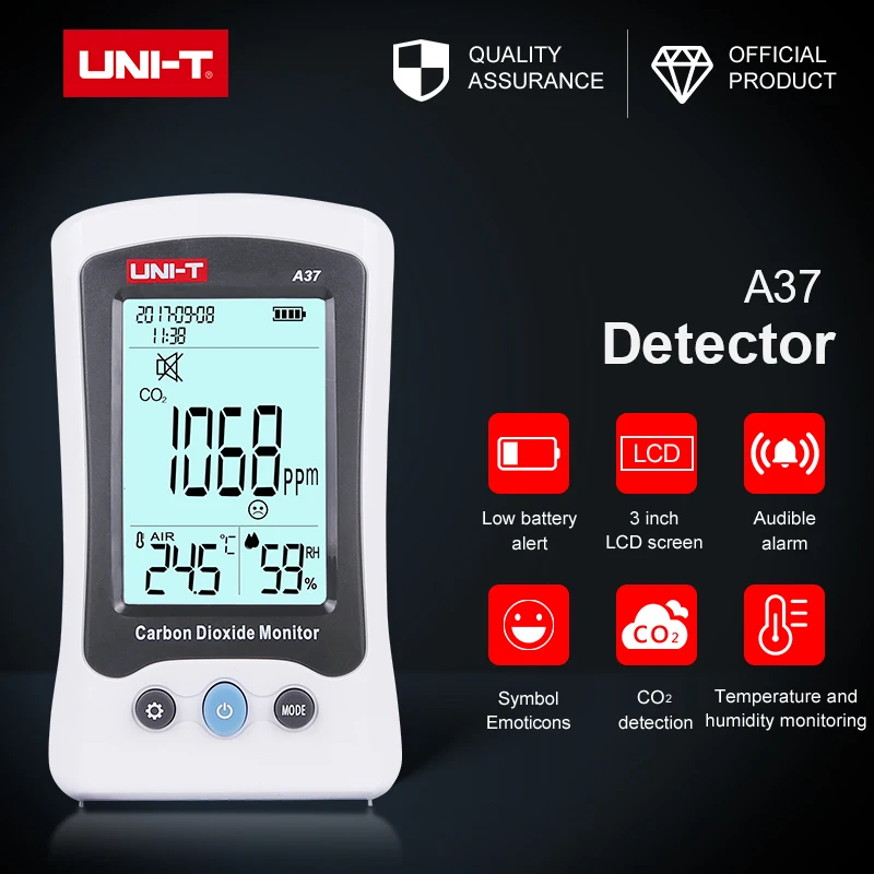 Беспроводной детектор качества воздуха A37 CO2 монитор с автоматической