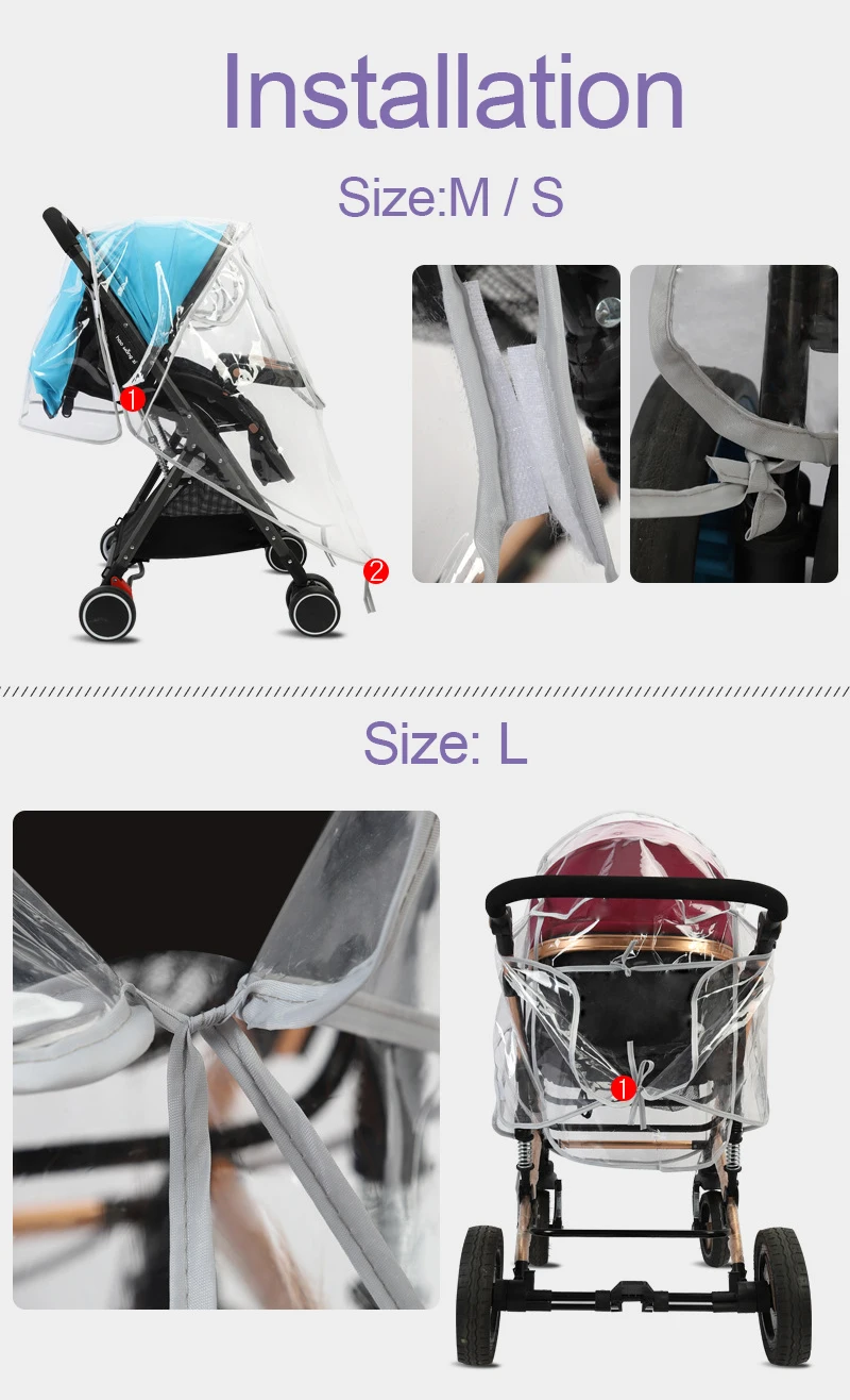 Universal Baby Stroller Accessories Rain Cover and Waterproof Stroller Cover Snow Protection Winter Accessories for Stroller