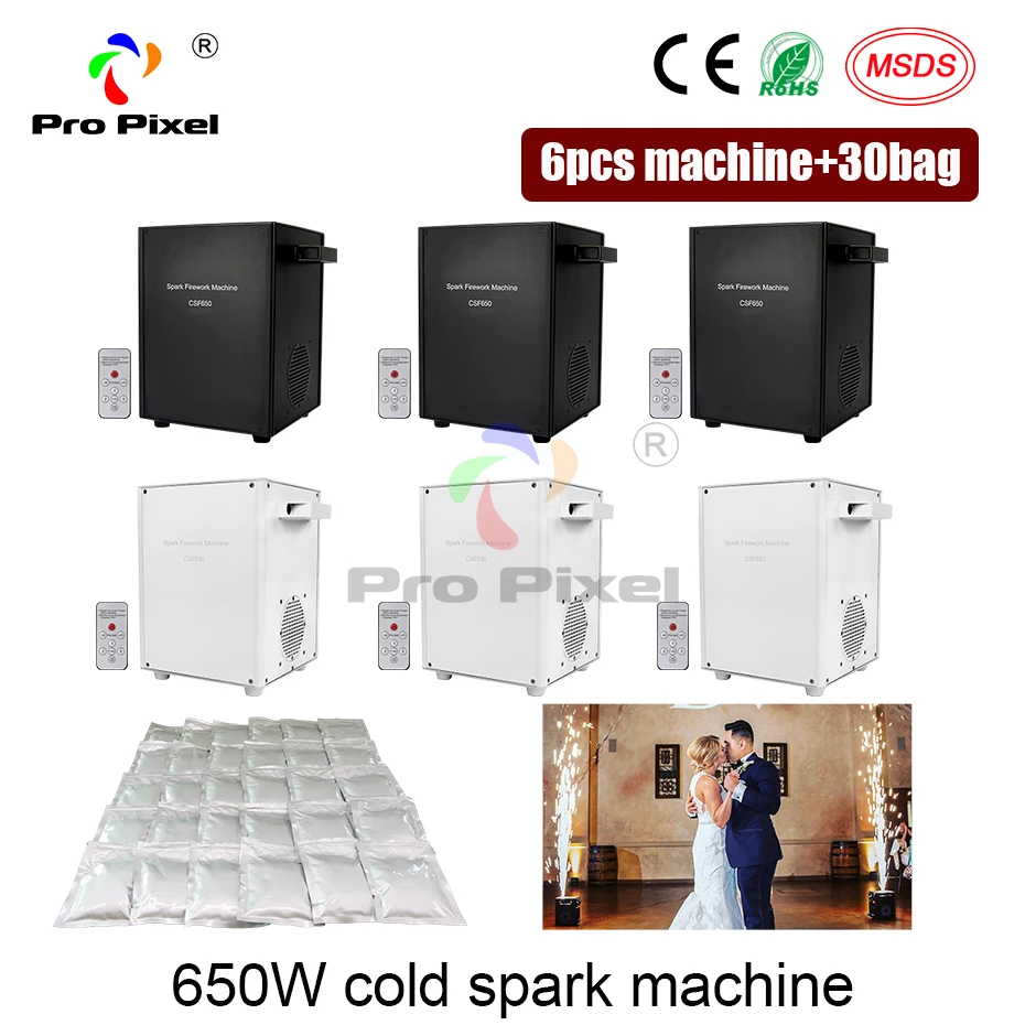 6pcs And 30 Bags Ti Powder 650W Stage Effects Mini Cold Spark Machine Wedding Fountain DMX Fireworks Sparkler | Освещение