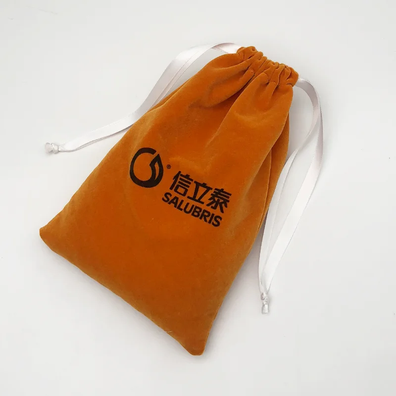 50PCS Velvet Gift Bags Packaging Jewelry Flocking Drawstring Pouches Wedding Party Storage Reusable Sachets for Candy Print Logo | Дом и сад