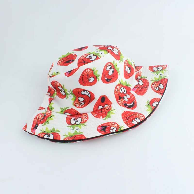 Panama Fruit Cherry Print Bucket Hat For Men Women