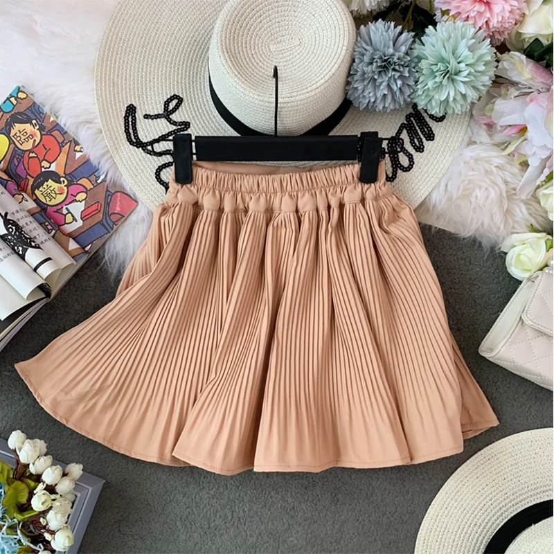 2019 New Spring Summer Chiffon High Waist Pleated Short Half-body Skirt Women Fashion Tide All-match Pants cc947 | Женская одежда