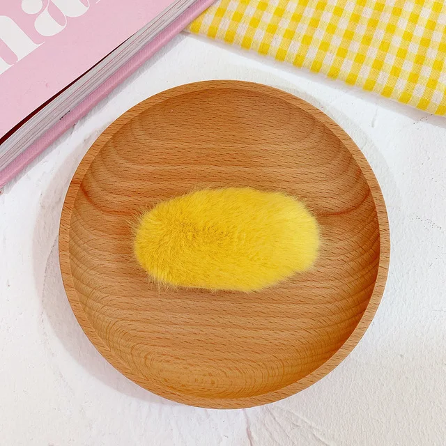 A-Yellow Милые заколки для волос из кроличьего меха, заколки для волос, детские заколки для волос, овальные Четырехсторонние заколки для волос для девочек, заколки для волос, головные уборы - Цвет: A-Yellow
