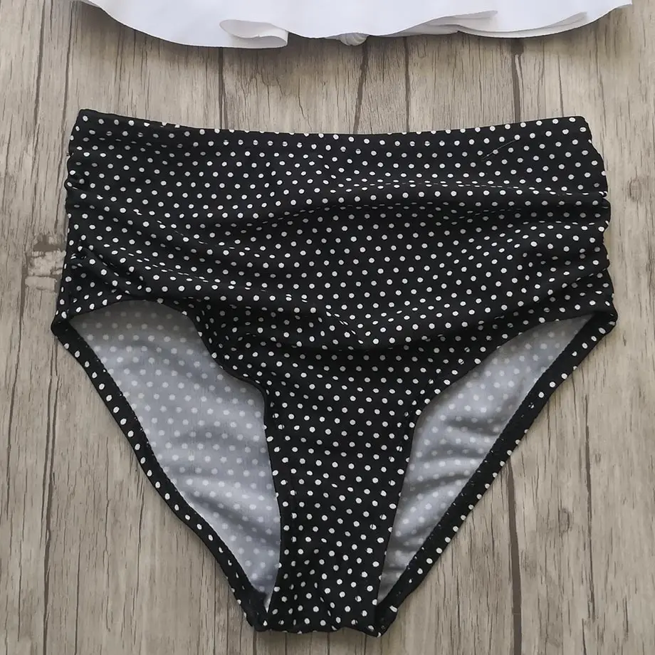 Комплект бикини с завышенной талией для девочек купальный костюм в горошек