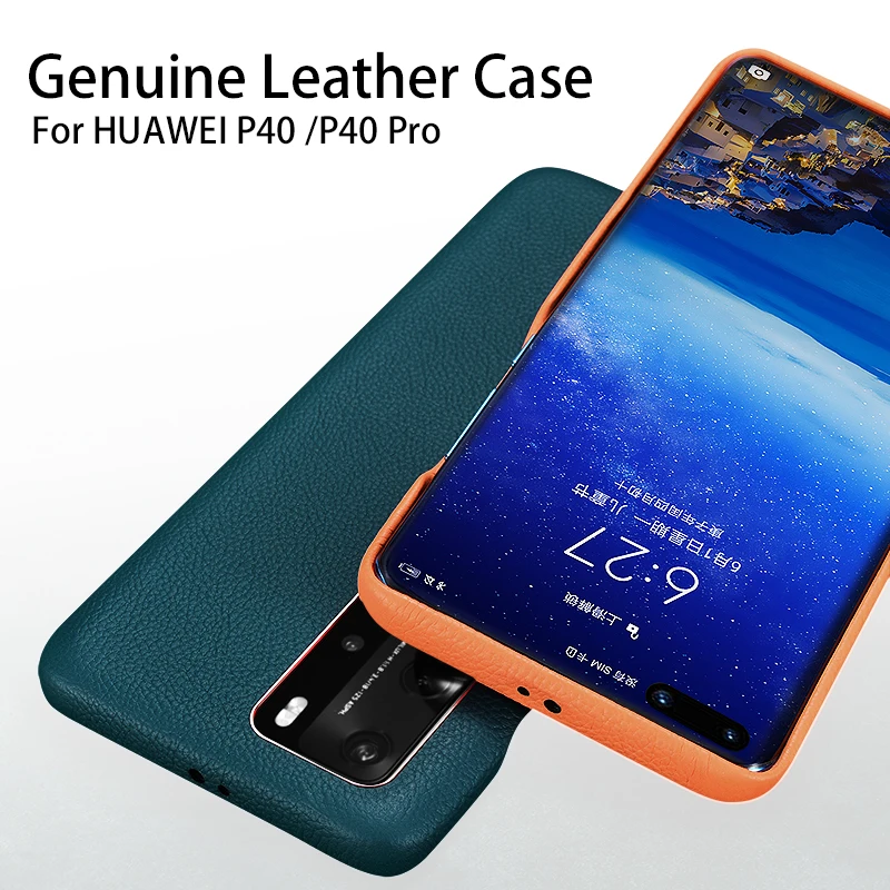 

Cowhide Genuine Leather Back Case for Huawei P40 Pro P40 Luxury Protective Cover for Huawei P40 Shockproof Officail Phone Case