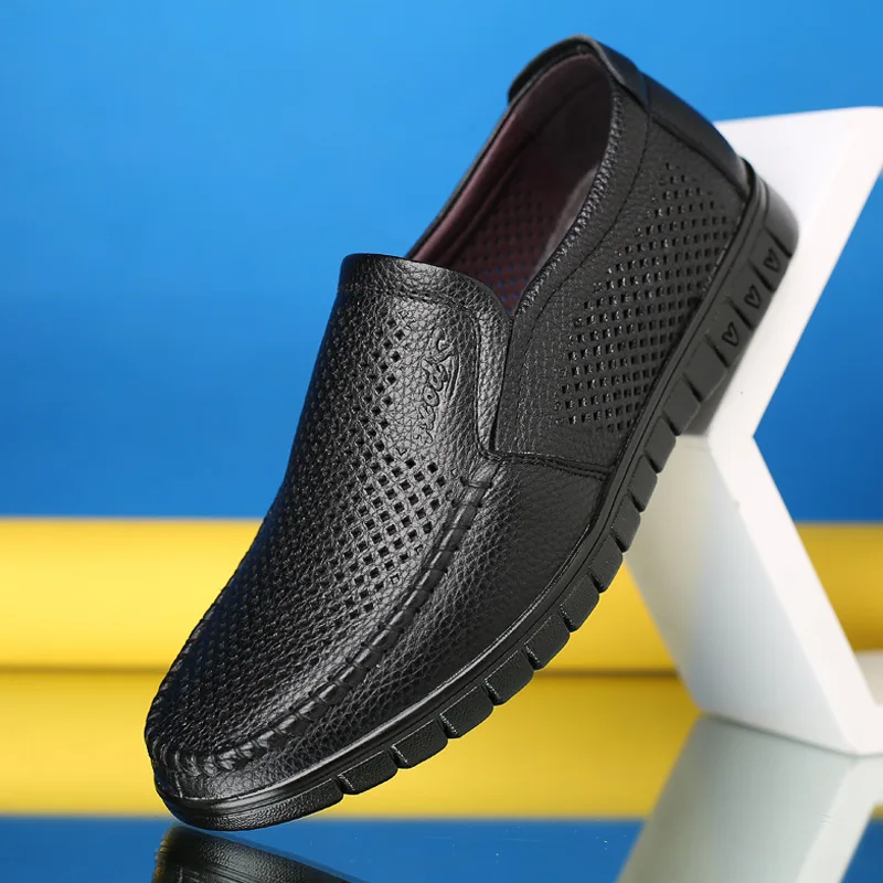 

Мужские кожаные туфли, повседневные однотонные, первый слой воловьей кожи, круглые, водонепроницаемые Нескользящие, увеличивающие рост