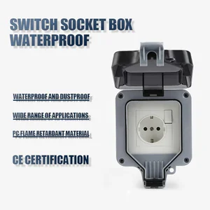 Outdoor Waterproof Switch Protection Box Leak-Proof Power Supply European Standard German Single and Double With USB Port Socket
