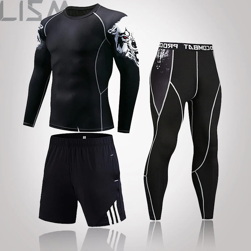 

Winter Warm Running Suit Tight-Fitting Bottoming Shirt Pants Long-Sleeved Clothing Youth Sportswear Suit Men's Thermal Underwear