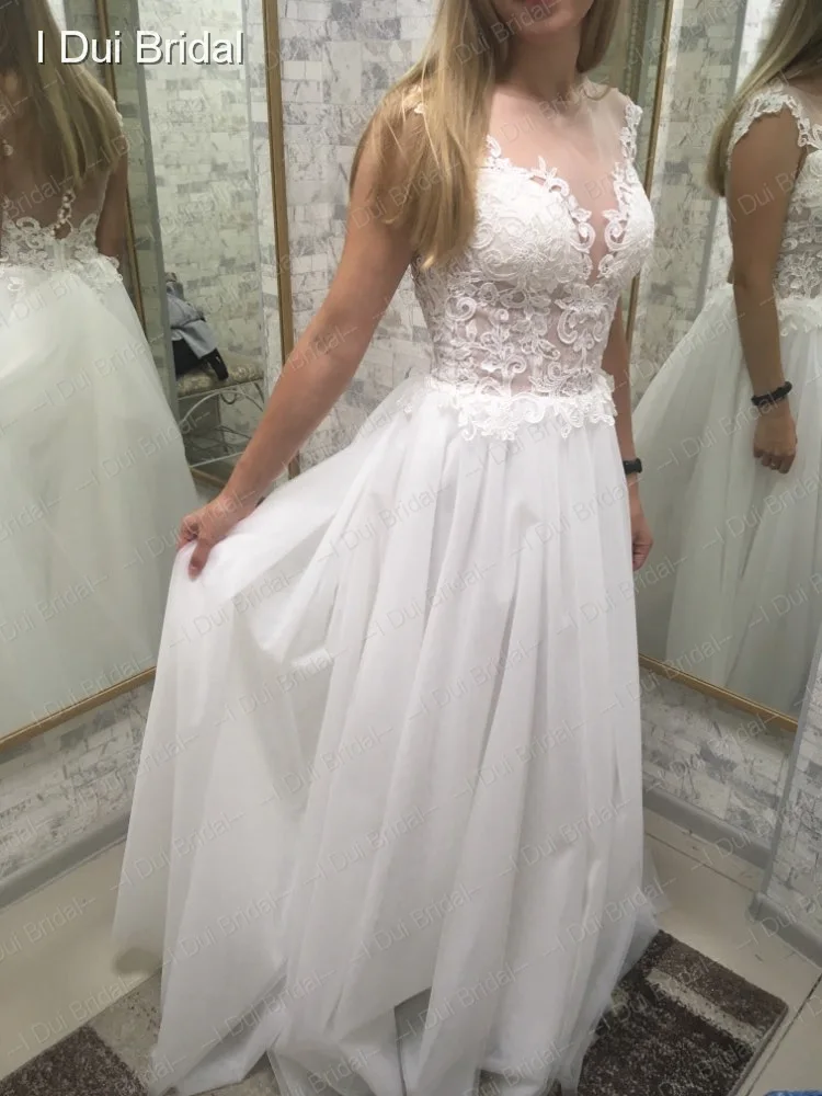 Vestido De Noiva, свадебное платье с жемчужной пуговицей на спине, кружевной аппликацией, тюлевым слоем, романтичное