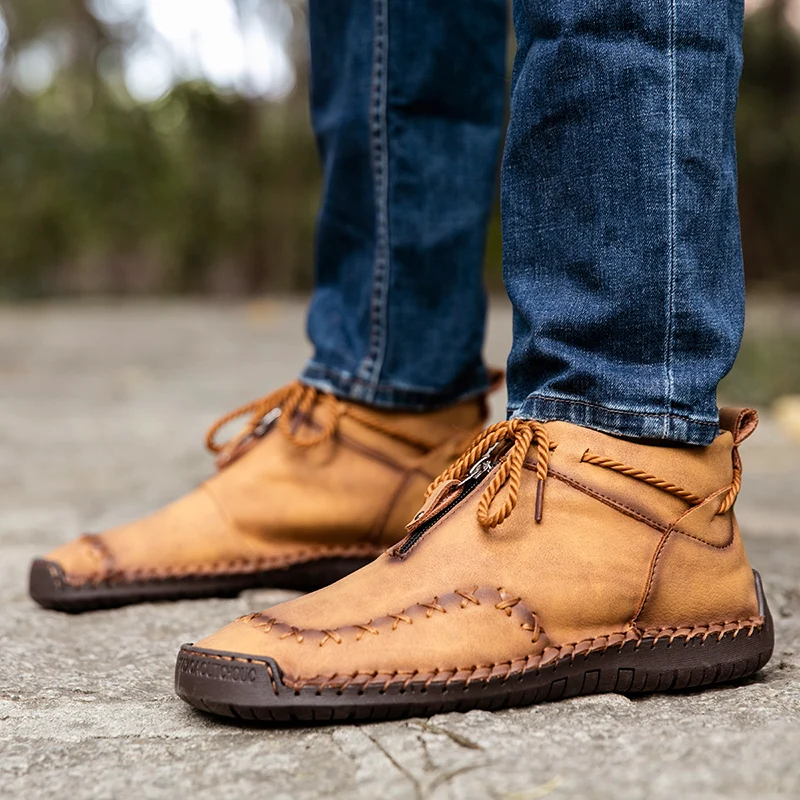 

HKIMDL Men Casual Shoes Soft Genuine Leather Loafers Fashion Brand Men Flats Comfy Casual Shoes Fashion Men Sneakers