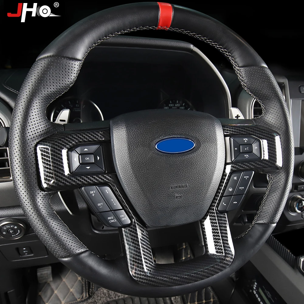 Верхний слой рулевого колеса JHO из АБС-пластика отделка для Ford F150 Raptor 2016-2020 2017 2018