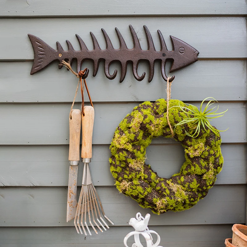 

Декоративное настенное крепление с чугунным железным рыбы в форме костей прочный интересной полезной костюм для Ванная комната двор Гости...