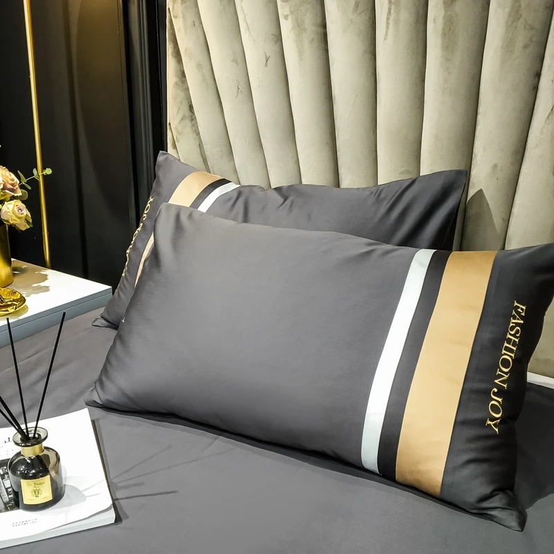 

Bedding Set High Quality Egyptian Cotton Queen King Size Comforter Cover With Bed Linens Gray Color Breathable Bedclothes