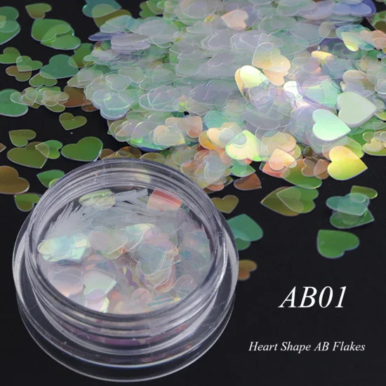 AB01 Zziell 1 коробка для ногтей блестки хлопья AB голографические разноцветные блестки Сердце Луна Звезда улыбка лицо нерегулярные DIY Дизайн ногтей украшения - Цвет: AB01