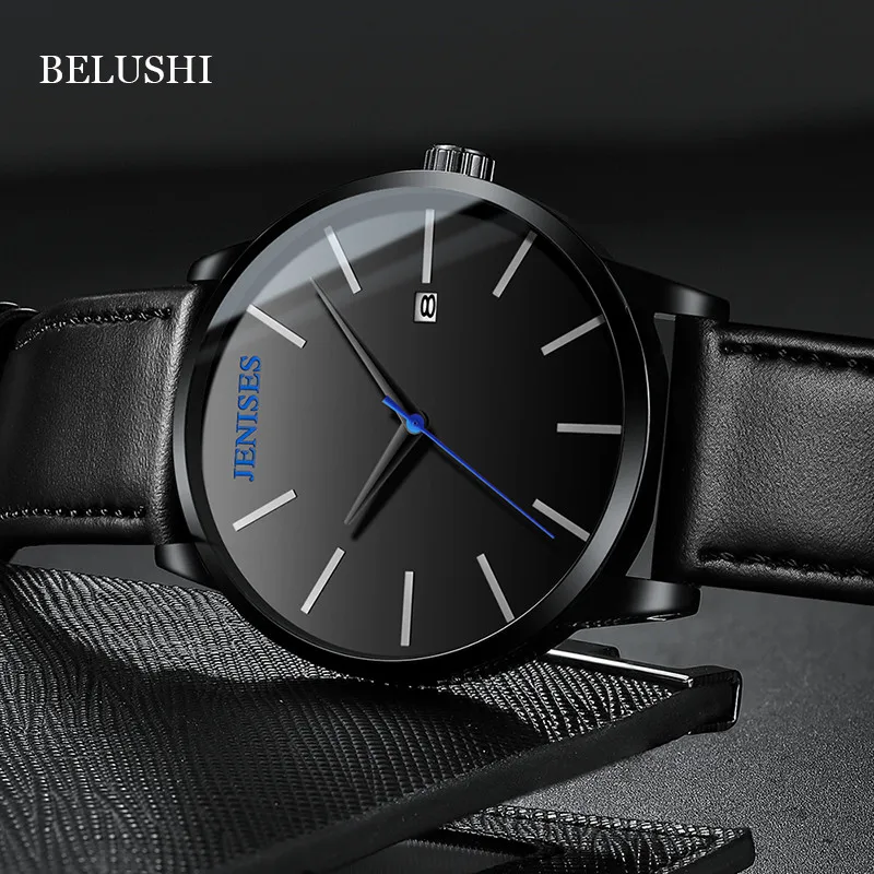 Мужские брендовые деловые повседневные часы JENISES модные трендовые