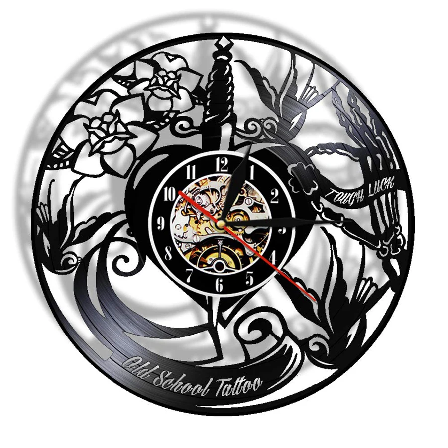 12 дюймов тату студия настенные часы современный дизайн машина магазин виниловые