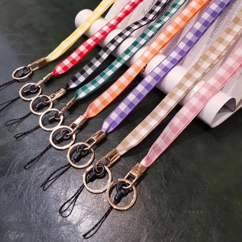 

Lattice Linen Phone Lanyard Strap For iphone huawei redmi samsung xiaomi Mobile Phone Camera ID Card Long Rope String