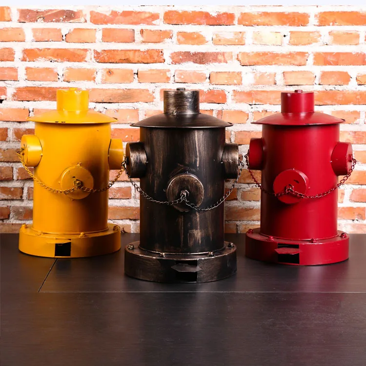 

Retro iron dustbin with cover, metal storage bin, personalized fire hydrant, dustbin decoration