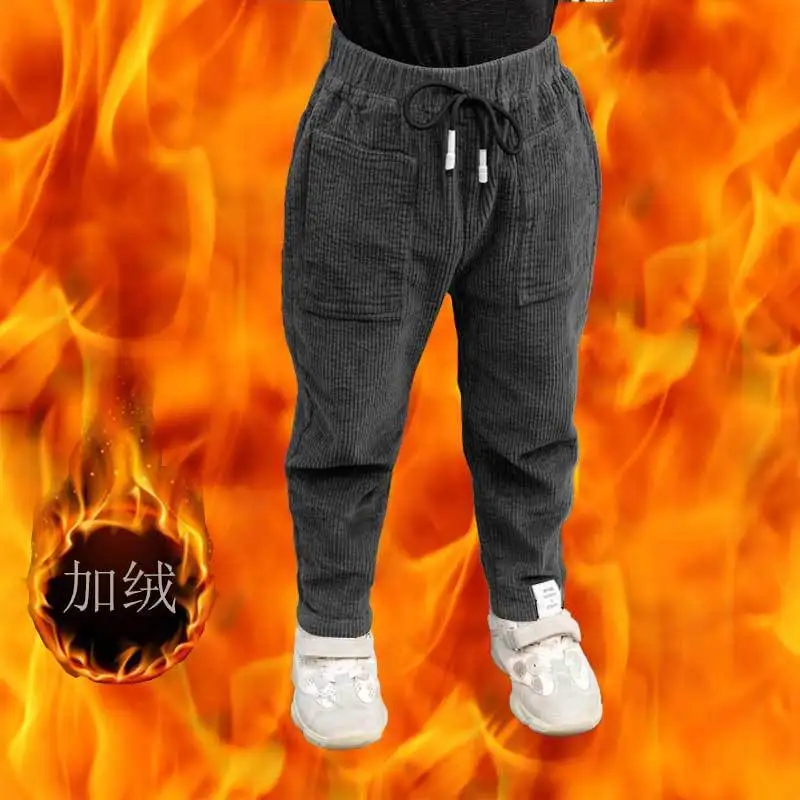 

Утепленные вельветовые брюки для мальчиков, однотонные, на осень/зиму, W261, 2021