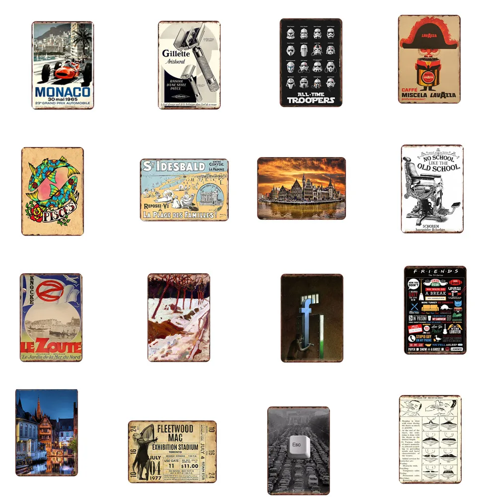 Креативная жестяная вывеска в смешанном стиле винтажная металлическая картина