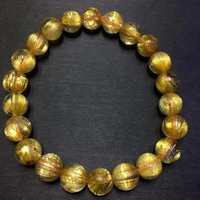 natural gold rutilated quartz bracelet woman 8 5mm clear round beads jewelry brazil genuine aaaaa