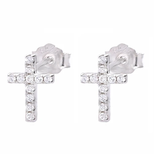 Silver Cross Moonmory Популярные 925 пробы серебряные серьги-кольца Huggie с радужными камнями CZ серьги для европейских женщин модные ювелирные изделия - Окраска металла: Silver Cross