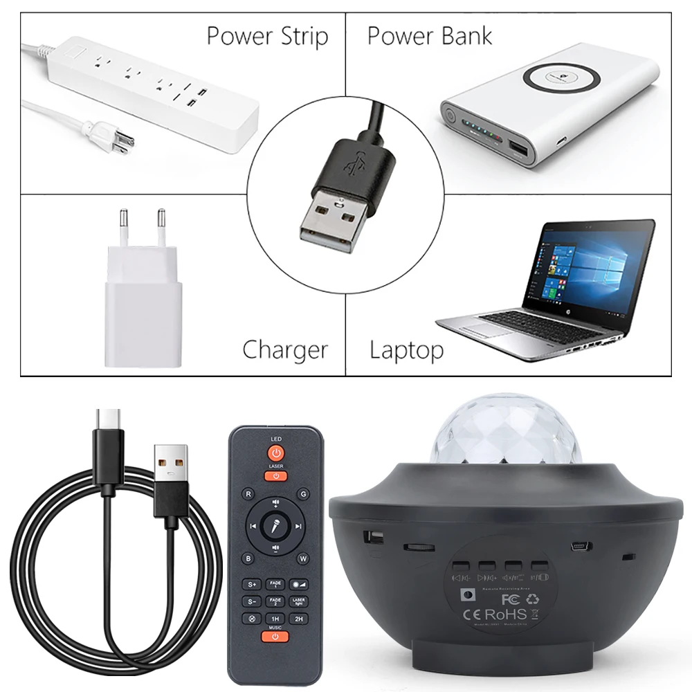 usb star led night light rgb music starry water wave bluetooth speaker led galaxy projector light room decor for home childrens free global shipping