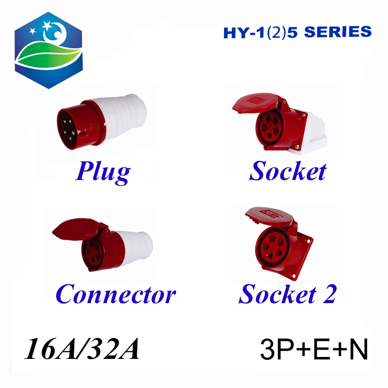 2 шт., 16 А/32 А, Φ IP44 3P + E + N, напряжение 240 В ~ 415 В, разъем и соединитель