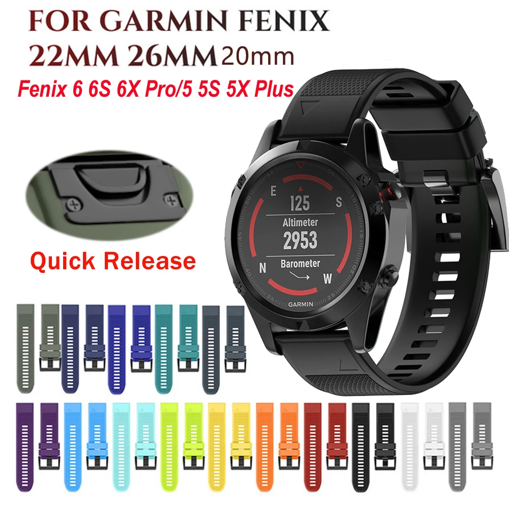 Ремешок силиконовый для Garmin Fenix 6X 6 6S Pro 5X 5 5S Plus 3 HR 20 22 26 мм | Электроника