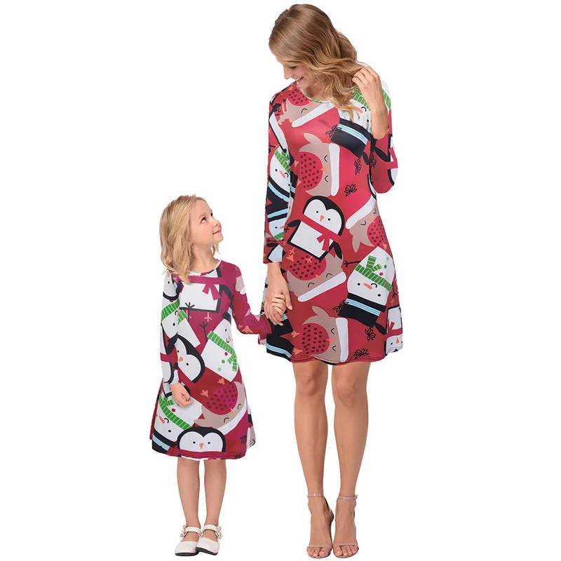 Рождественское семейное платье для мамы и дочки коллекция 2019 года осеннее с