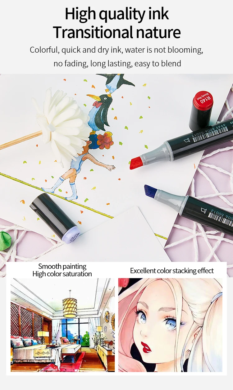 Finecolour EF103 художественный маркер 240 цветов профессиональный двойной наконечник Мягкая головка кисти спиртовые чернила масляные маркеры Комический дизайн товары для рукоделия