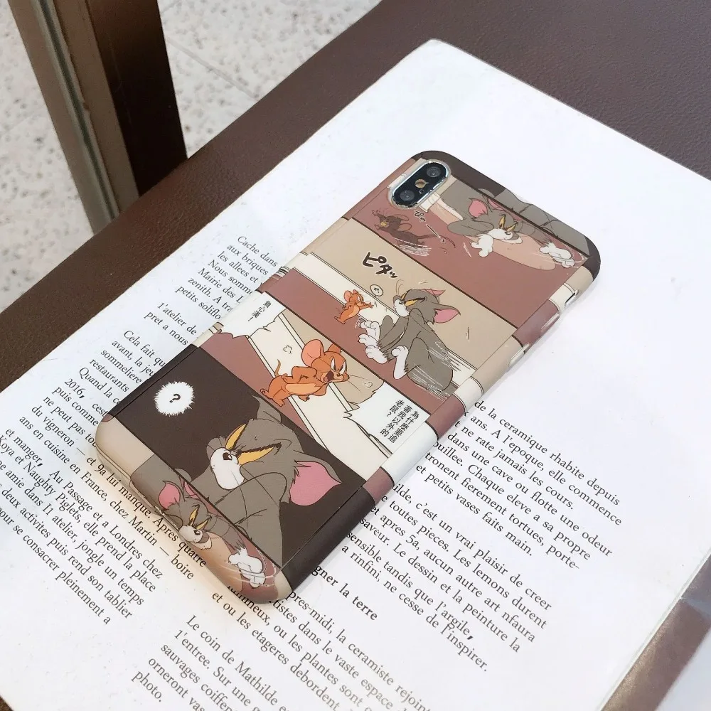 XR XS 7 8 Coque пластиковая жесткая задняя крышка милый мультфильм Том Джерри 360 Полный чехол для телефона для iPhone 6S 6 X XS Max 7 8PLus