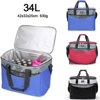 34l super large cooler bag 600d oxford ice pack insulated lunch bags fresh food picnic container outdoor travel food storage