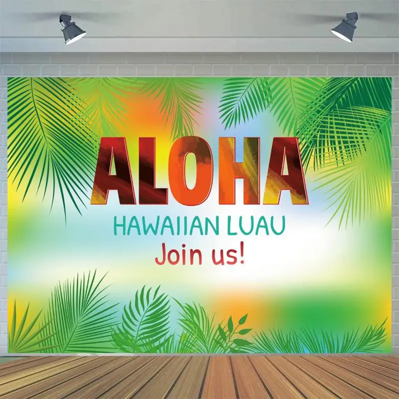 

Summer Beach Backdrop Hawaii Tropical Beach Photography Background Seaside Scenery Birthday Party Shower Banner Backdrops