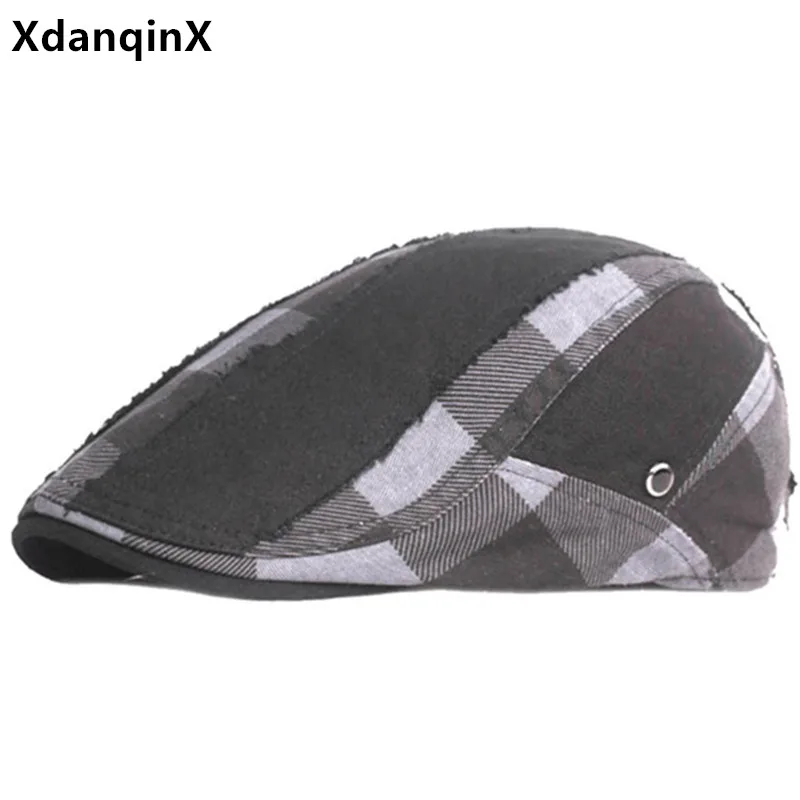 

XdanqinX 2021 New Spring Cotton Berets For Men Simple Personality Retro Youth Men's Hat Adjustable Size Sports Caps Snapback Cap
