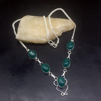 gemstonefactory jewelry big promotion 925 silver natural green emerald agate new coming women chain necklace 48cm 202101390