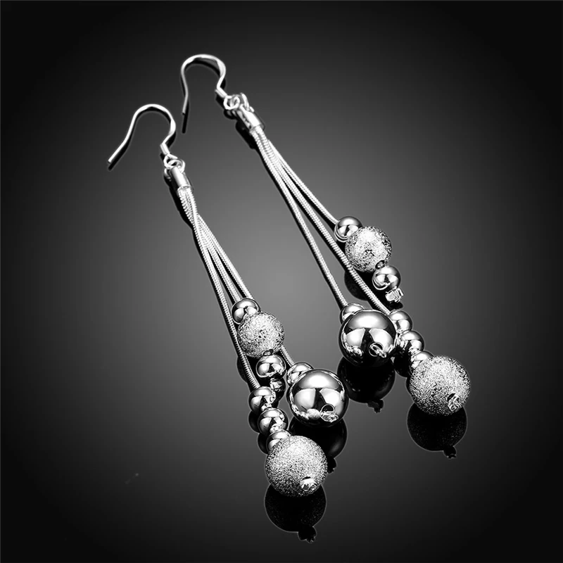 Фото Серьги-подвески женские DOTEFFIL, из серебра 925 пробы, гладкие, матовые №5