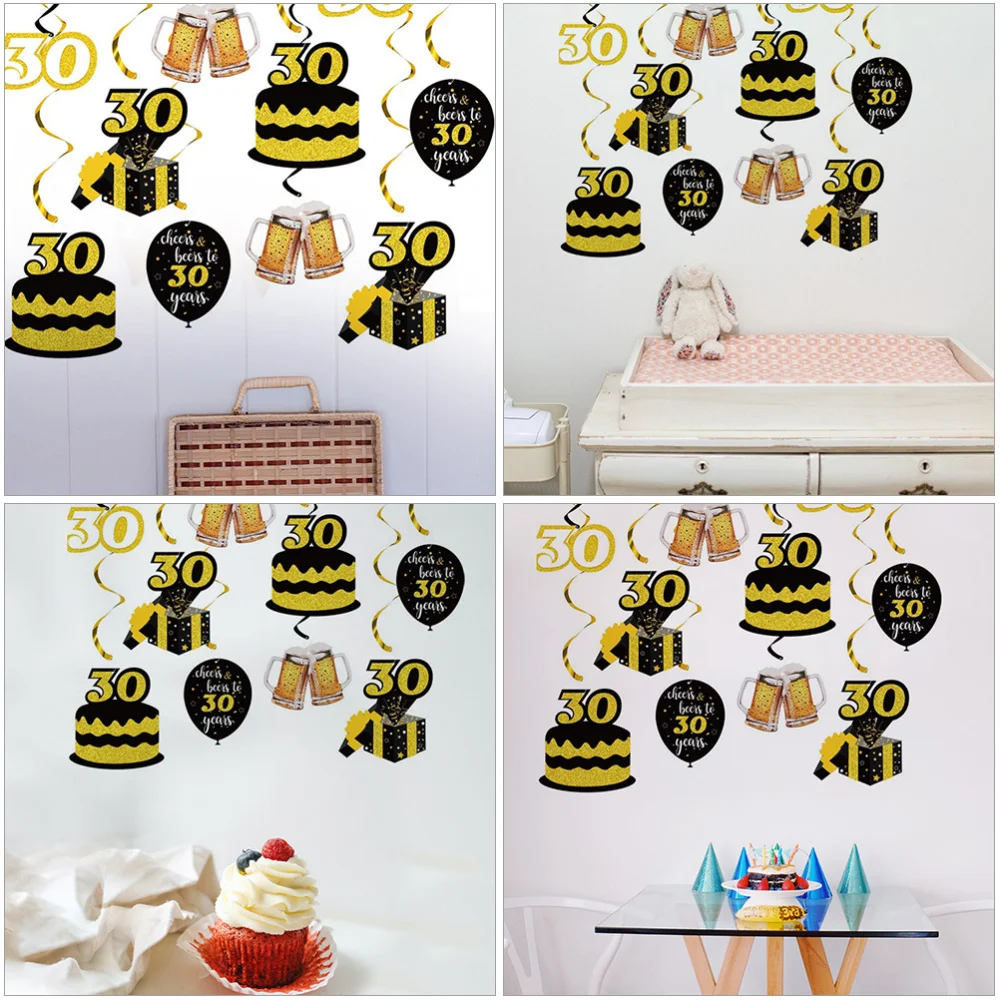 

20pcs Hanging Spiral Decor 30th Birthday Party Pendant Hanging Ornament