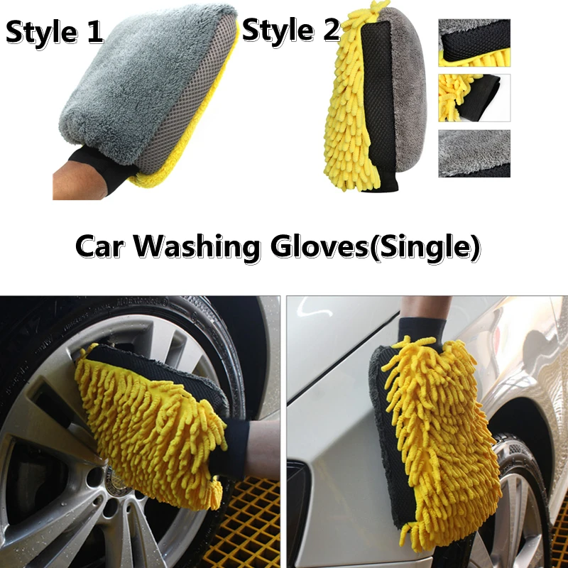 

1PC Car Washing Gloves Fine Plush Waterproof Coral Velvet Mitten Vehicle Cleaning Thick Wipe Tire Auto Sweaping Tool Accessories