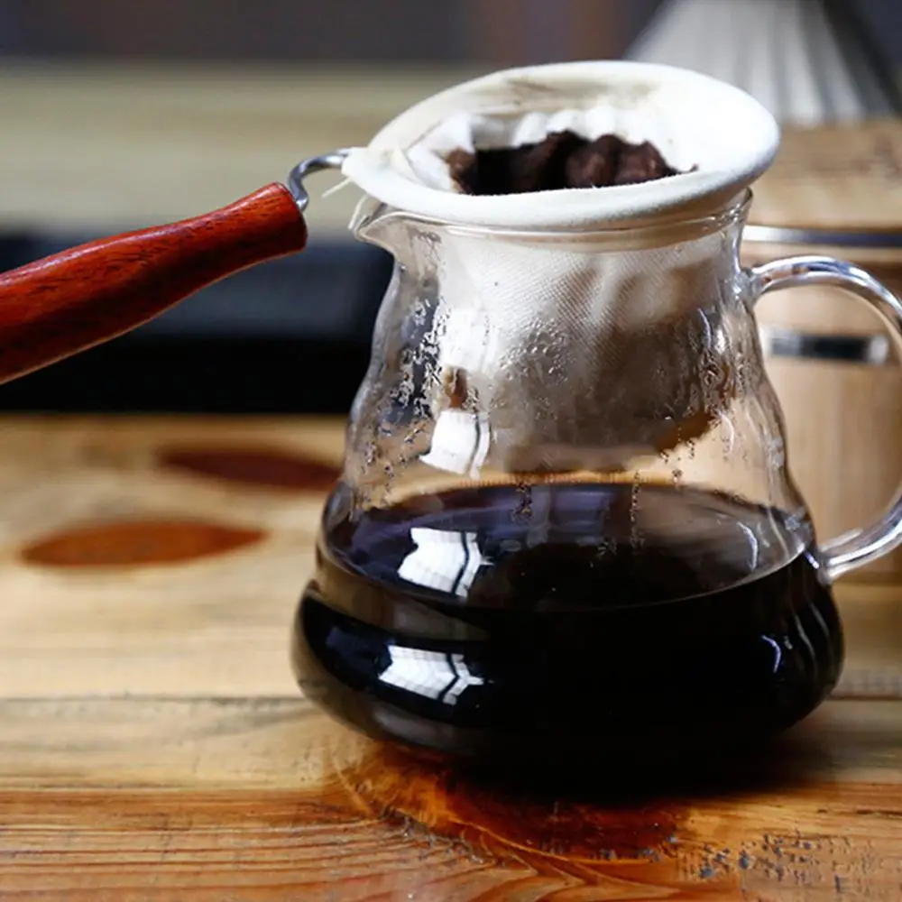 

Coffee Filter Bag Hand-washed Coffee Strainer with Flannel with Wooden Handle