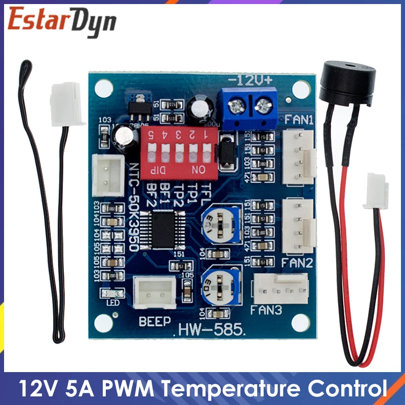 

DC 12 В 5A PWM PC CPU Fan контроль температуры плата контроллера скорости регулятор скорости датчик температуры Buzzle