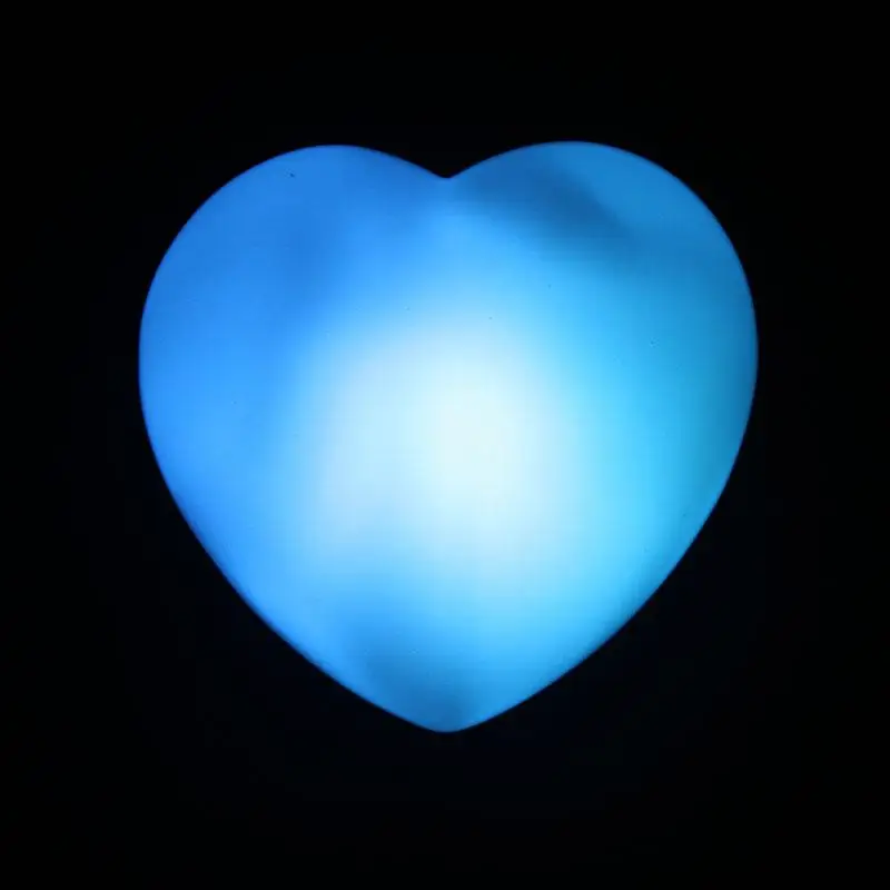 Фото Симпатичный силиконовый ночник в форме сердца, милый светодиодный светильник, рождественский подарок для украшения комнаты, 7 цветов, сенсо... №2